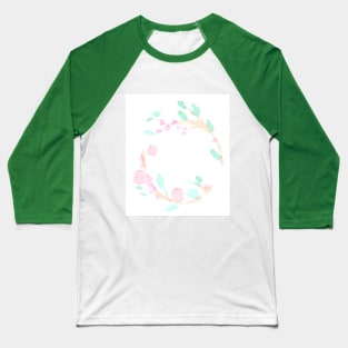 wreath, plants, round, nature, flowers, berries, watercolor, illustration, hand drawn, color, design Baseball T-Shirt